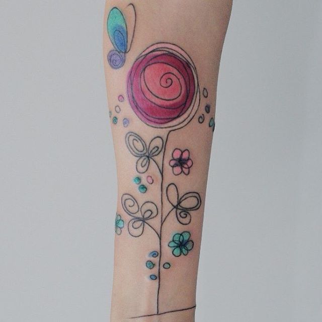 Watercolor Flower Tattoos