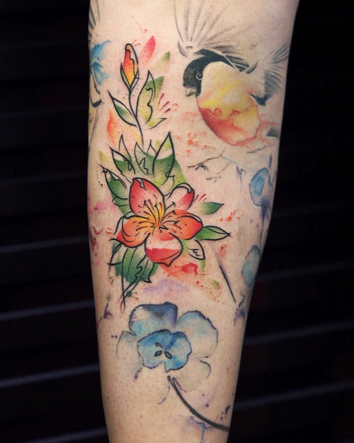 Watercolor Flower Tattoos