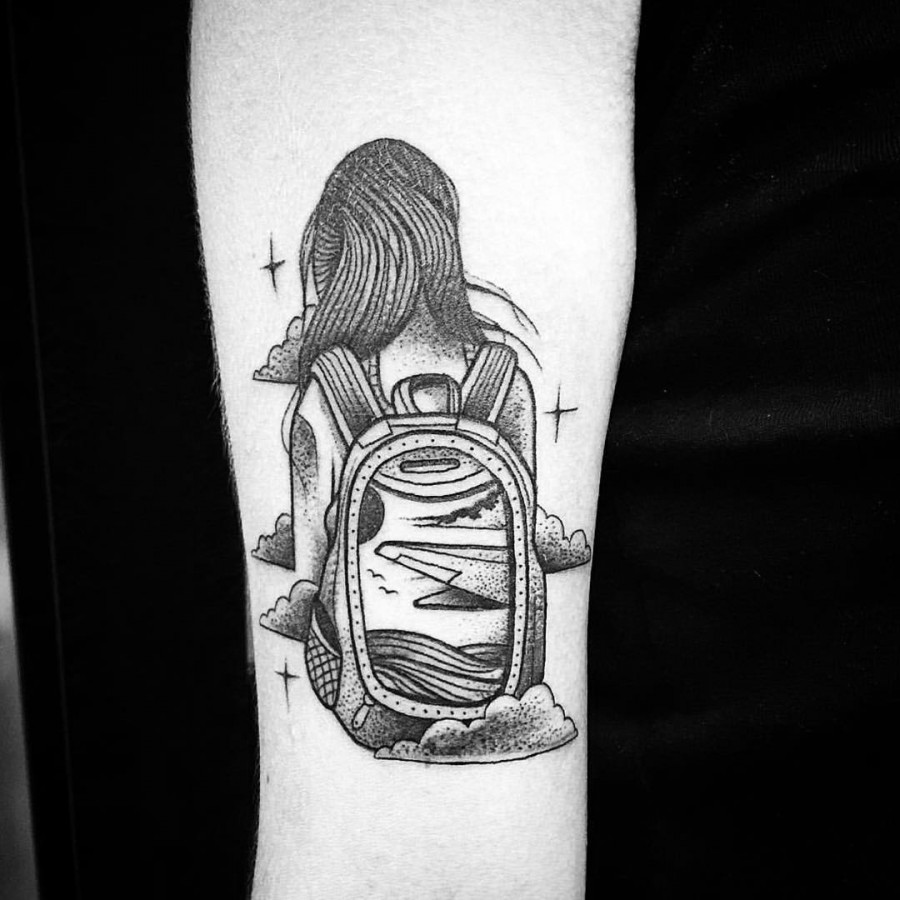 backpacker tattoo by bombayfoor