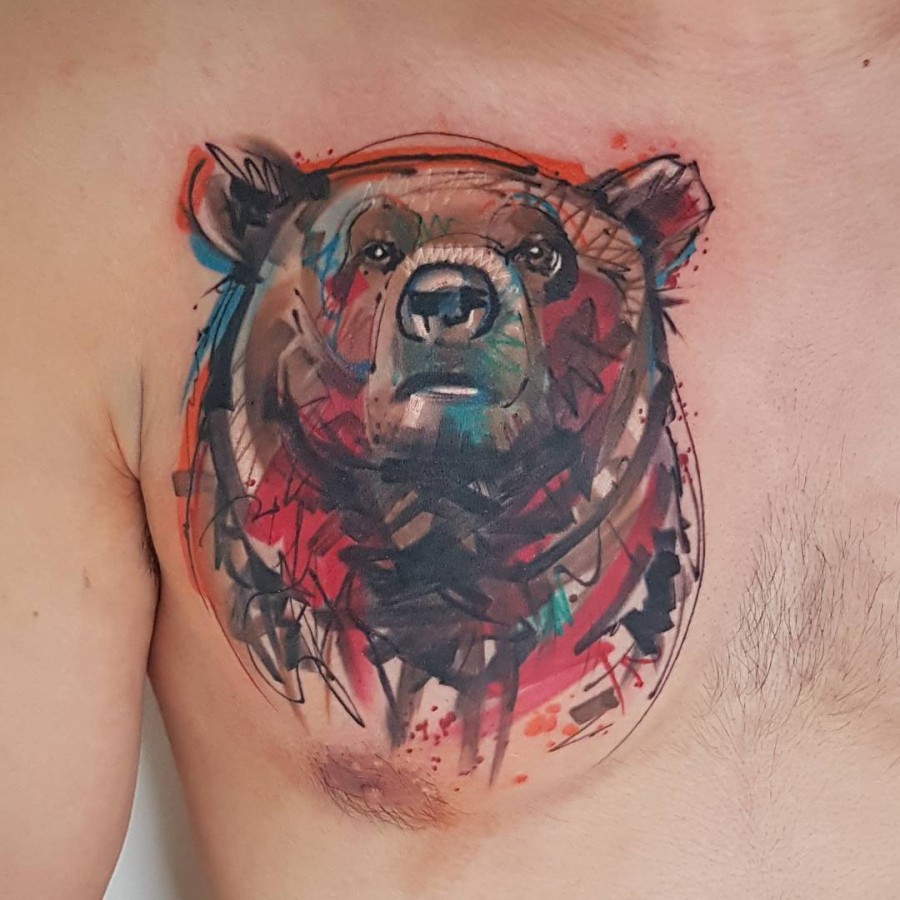 bear sketch style tattoo by ael lim singapore