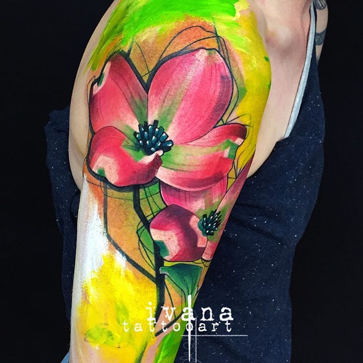 Watercolor Flower Tattoos