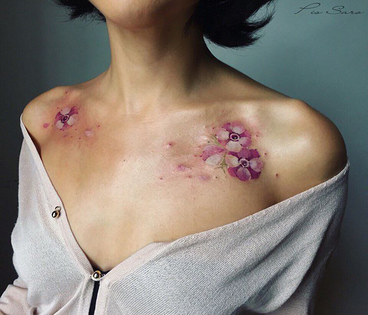 Watercolor Flower Tattoos