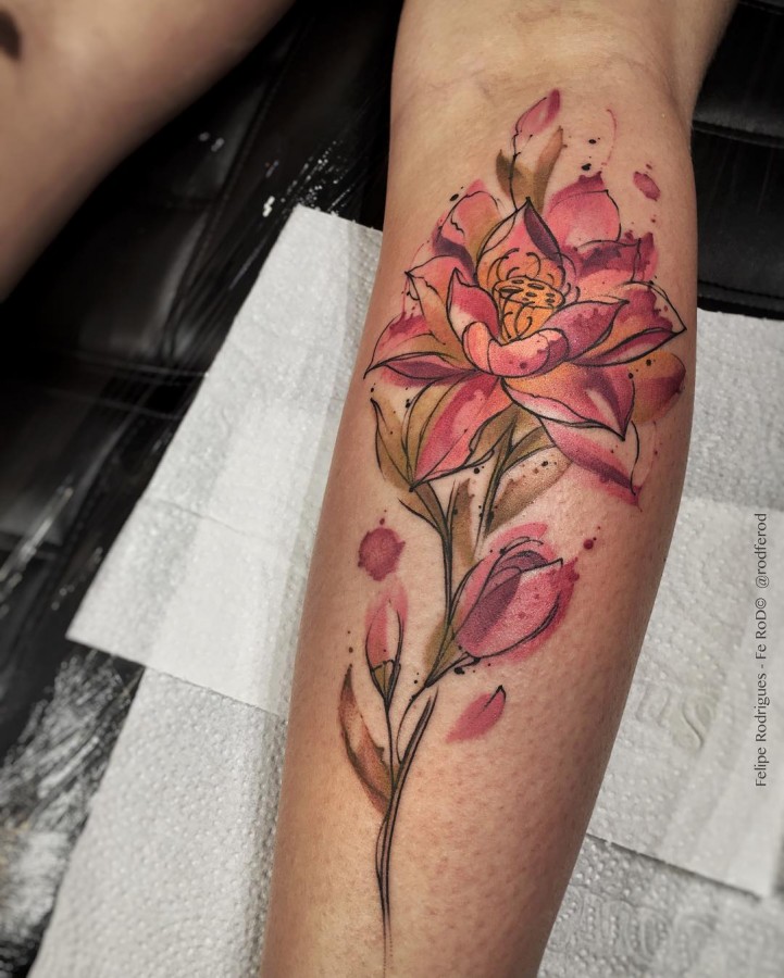 Watercolor Flower Tattoos