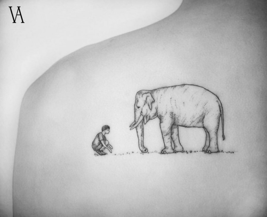 captivating elephant tattoo by violeta arus