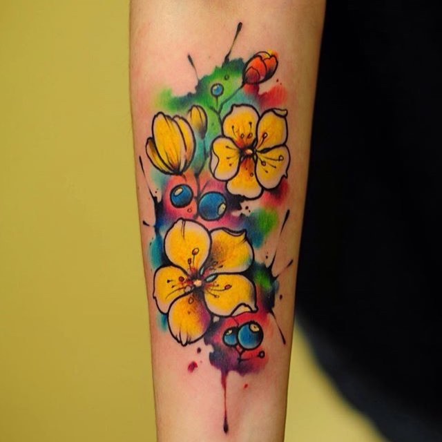 Watercolor Flower Tattoos