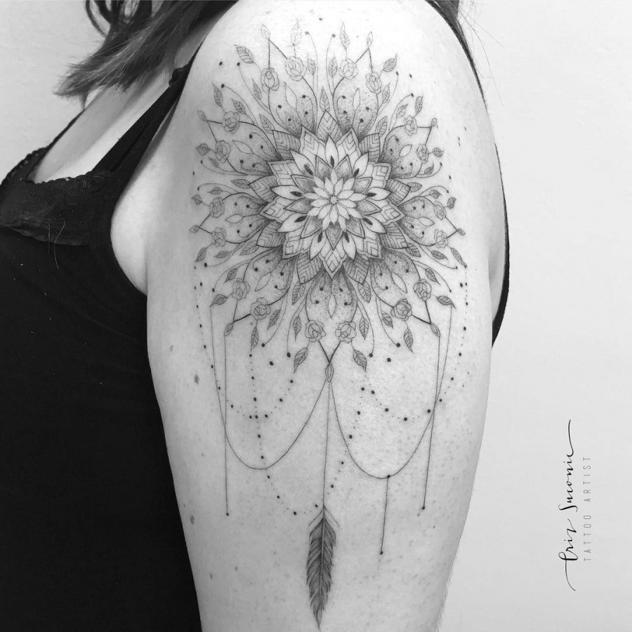 fine line mandala tattoo by crizsuconic