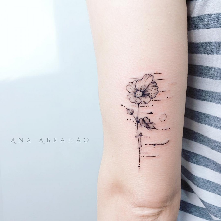 flower blowing in the wind tattoo by abrahaoana