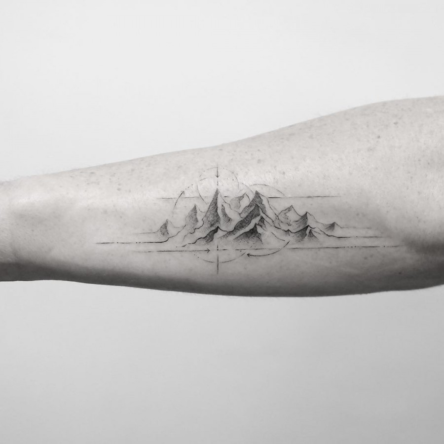 geometric mountains tattoo