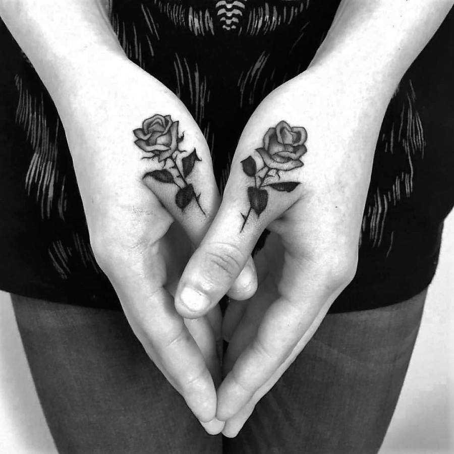 hand rose tattoos by adamvunoir