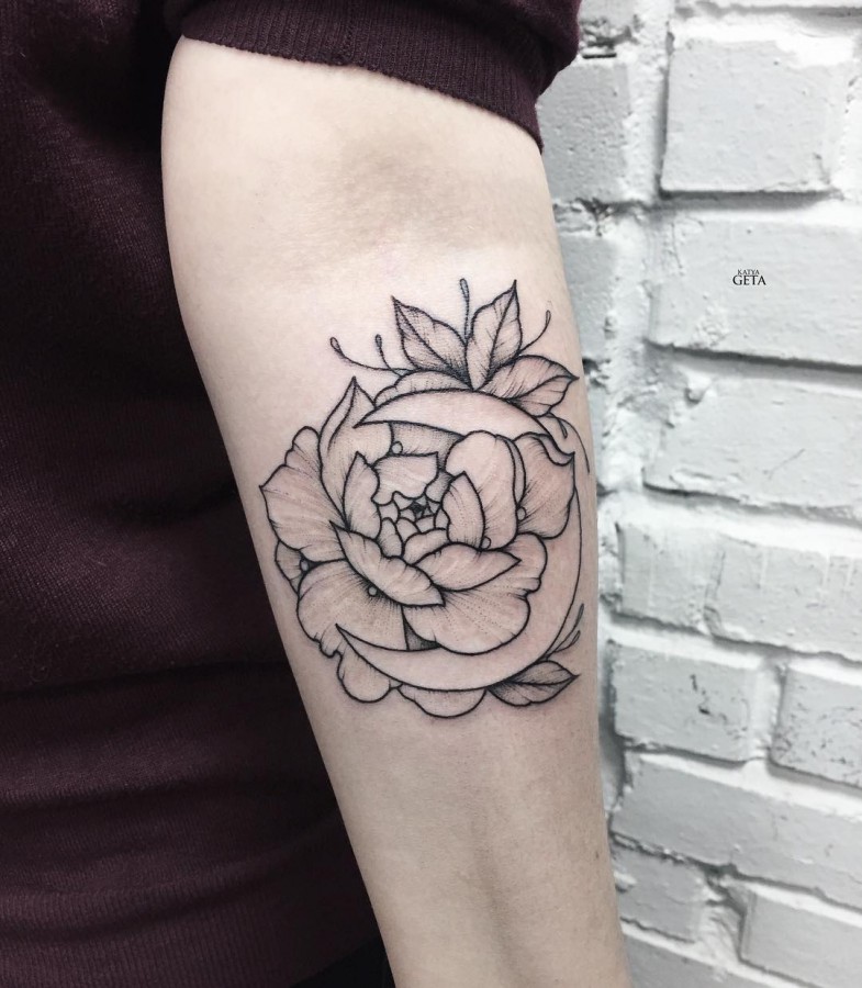 Blackwork Flower Tattoos