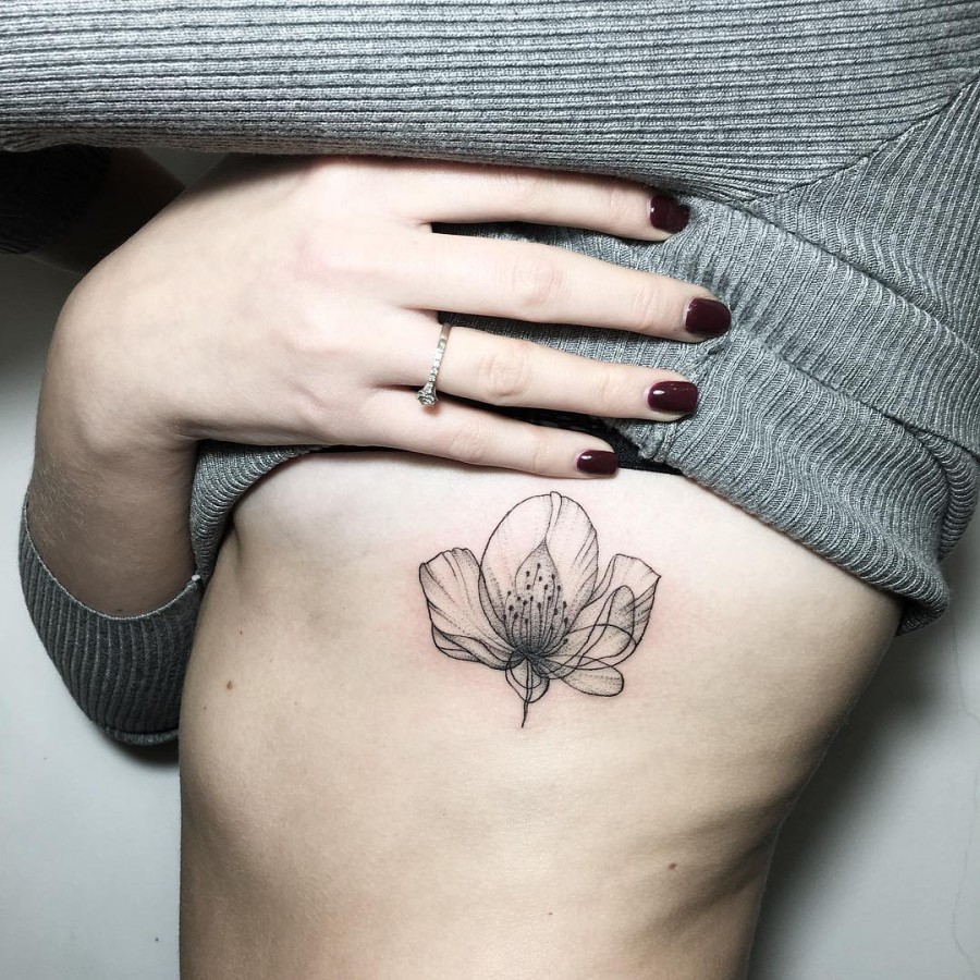 Blackwork Flower Tattoos