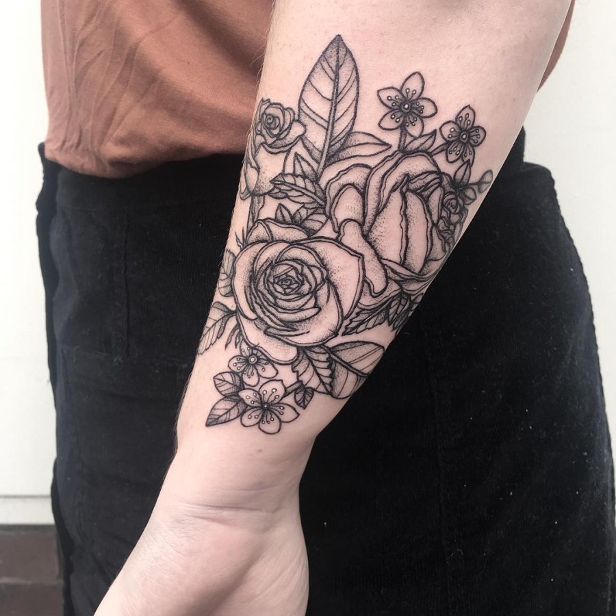 Blackwork Flower Tattoos