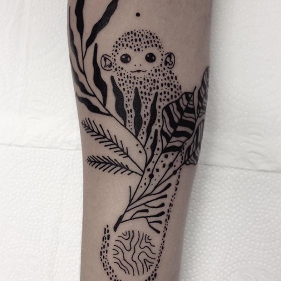 monkey tattoo by guga scharf
