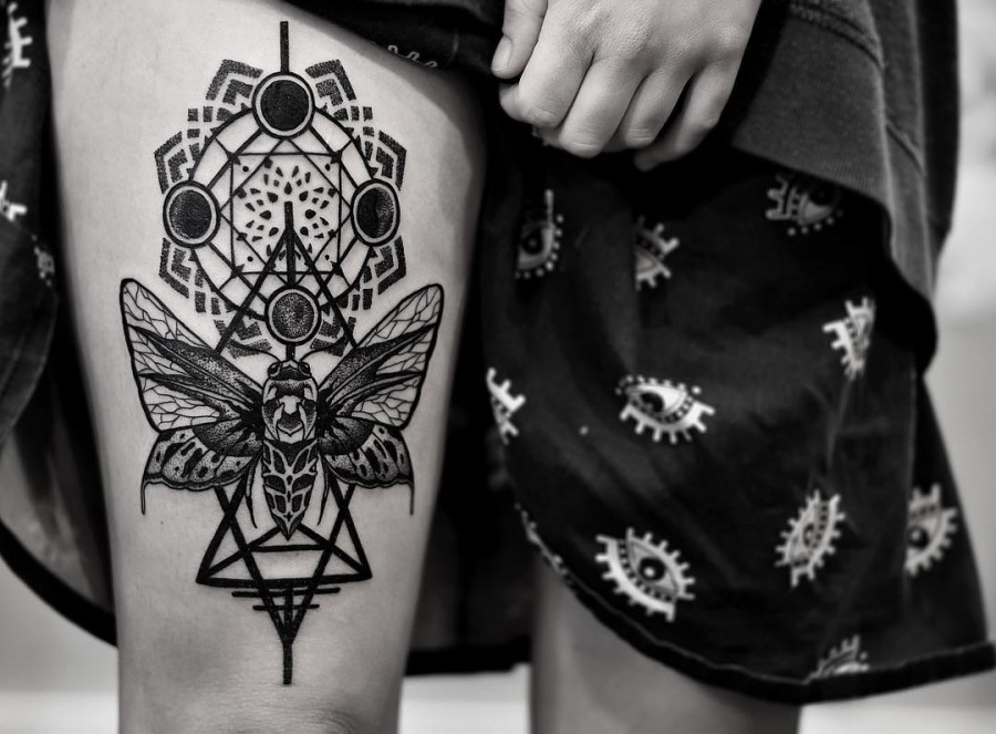 moth tattoo by black geometry