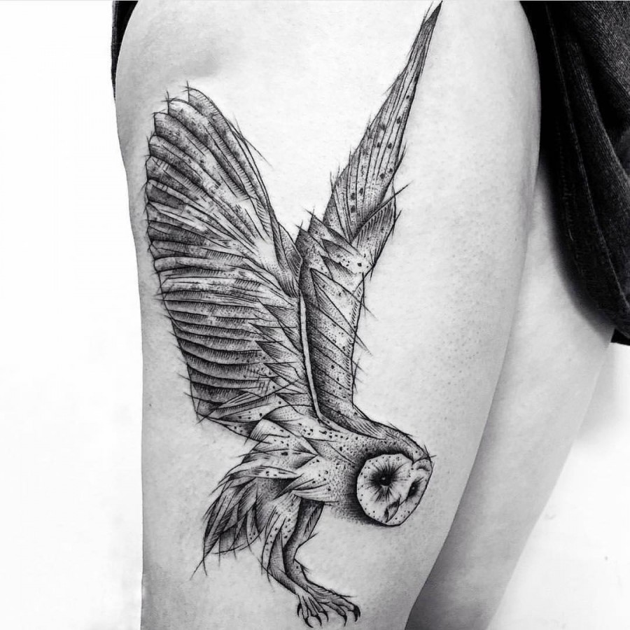 owl tattoo by domatattoo