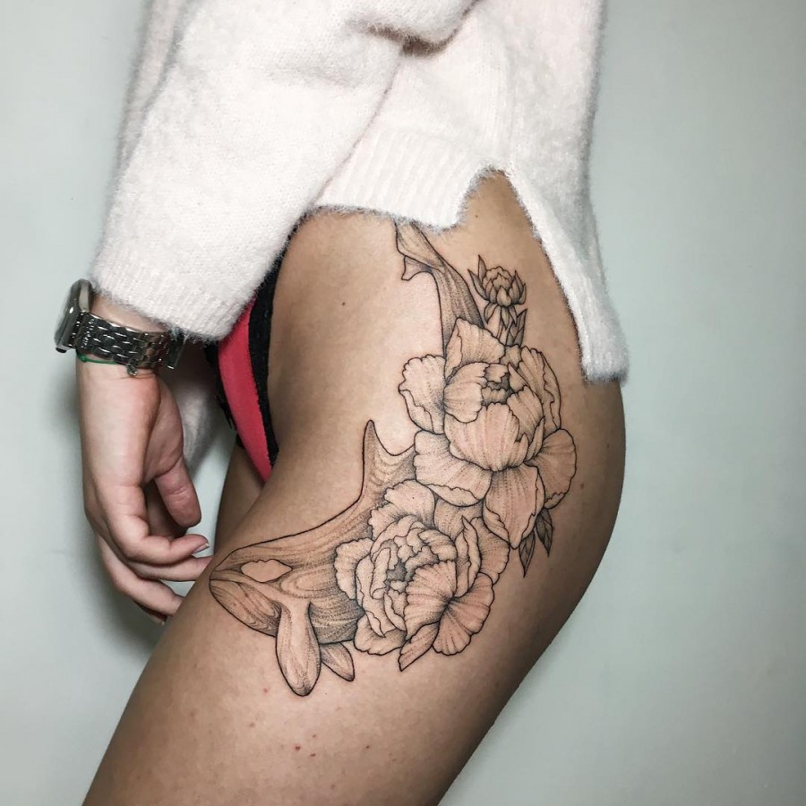 Blackwork Flower Tattoos