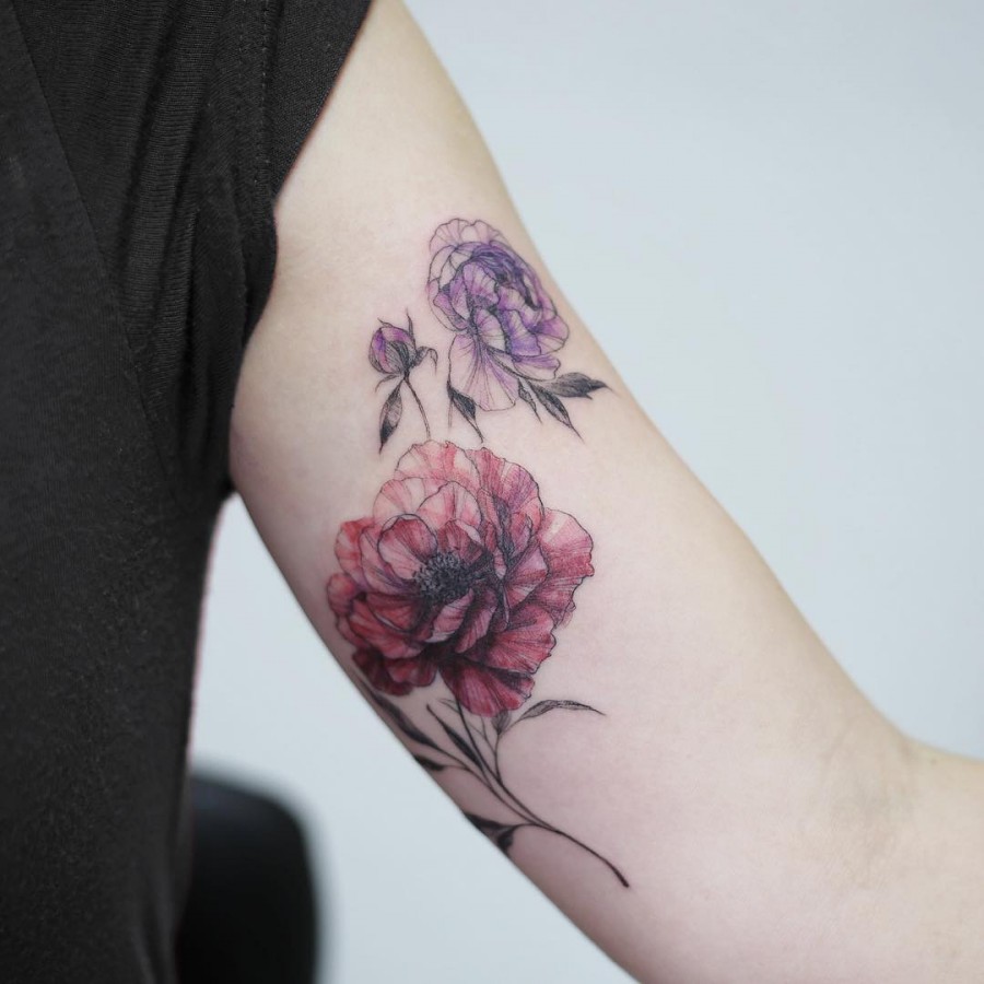 Watercolor Flower Tattoos