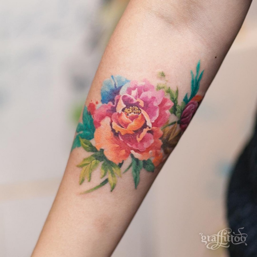 Watercolor Flower Tattoos