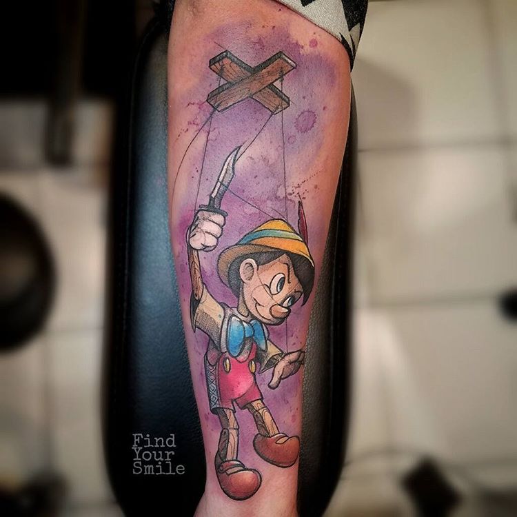 pinocchio sketch style tattoo by findyoursmile