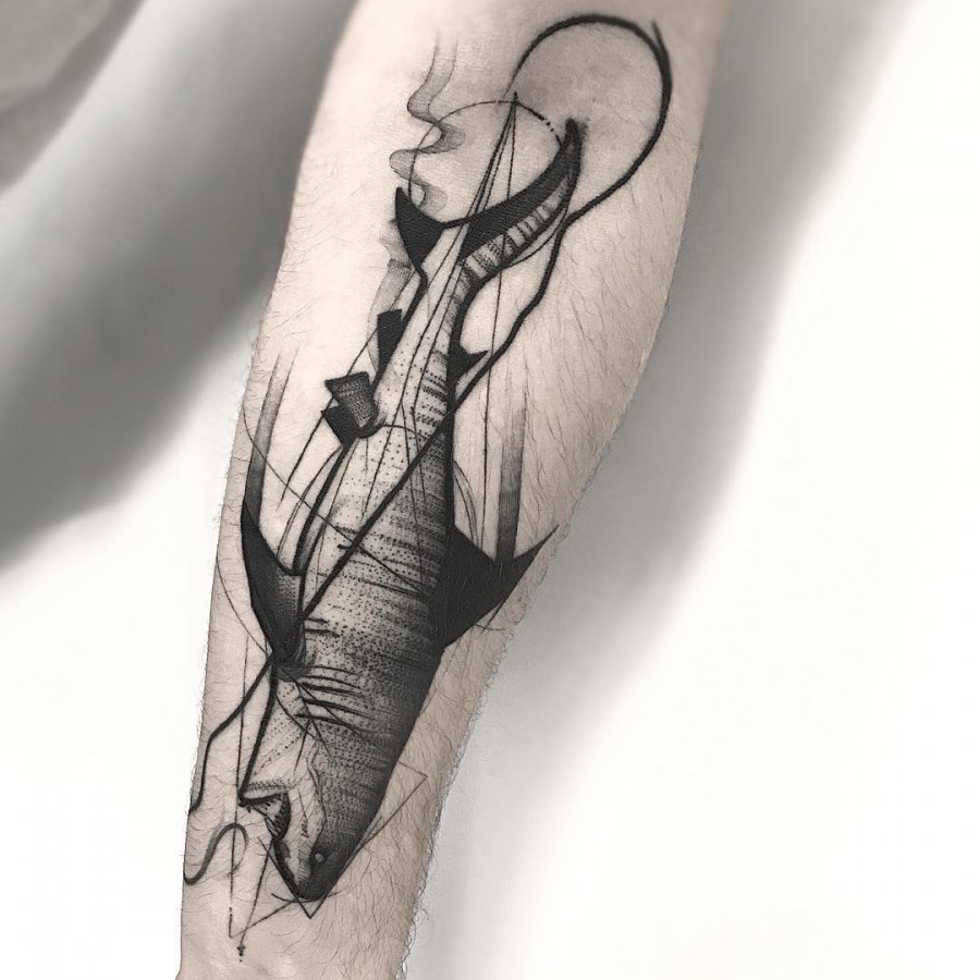 shark sketch style tattoo by frank carrilho