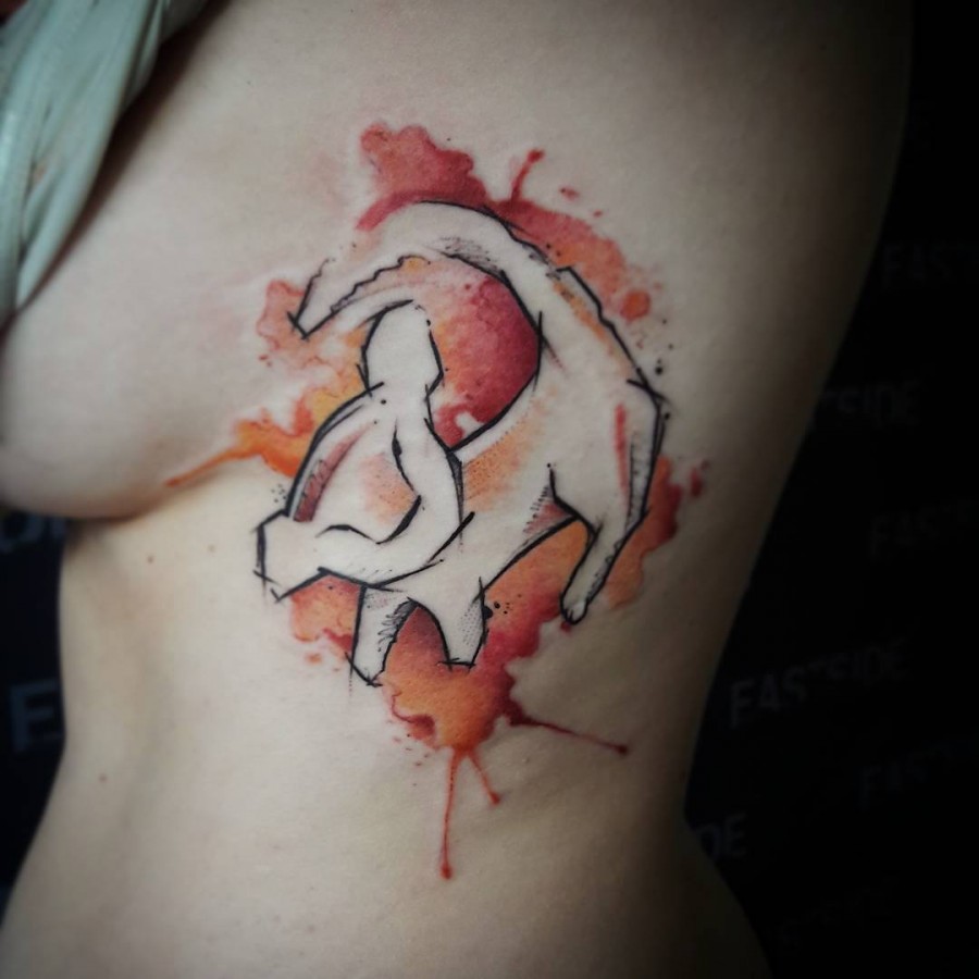 simba sketch style tattoo by flound_so