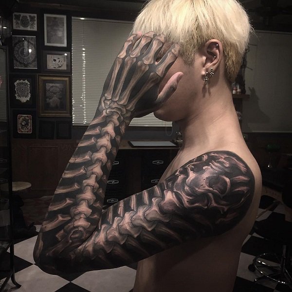 skeleton full sleeve tattoo