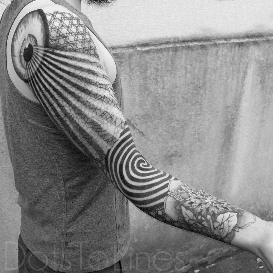 sleeve tattoo by dotstolines