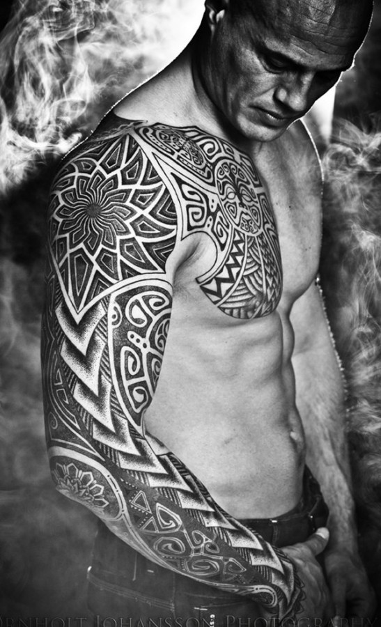 tribal full sleeve tattoo