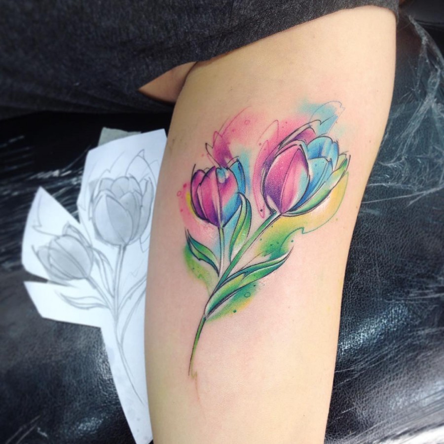 Watercolor Flower Tattoos