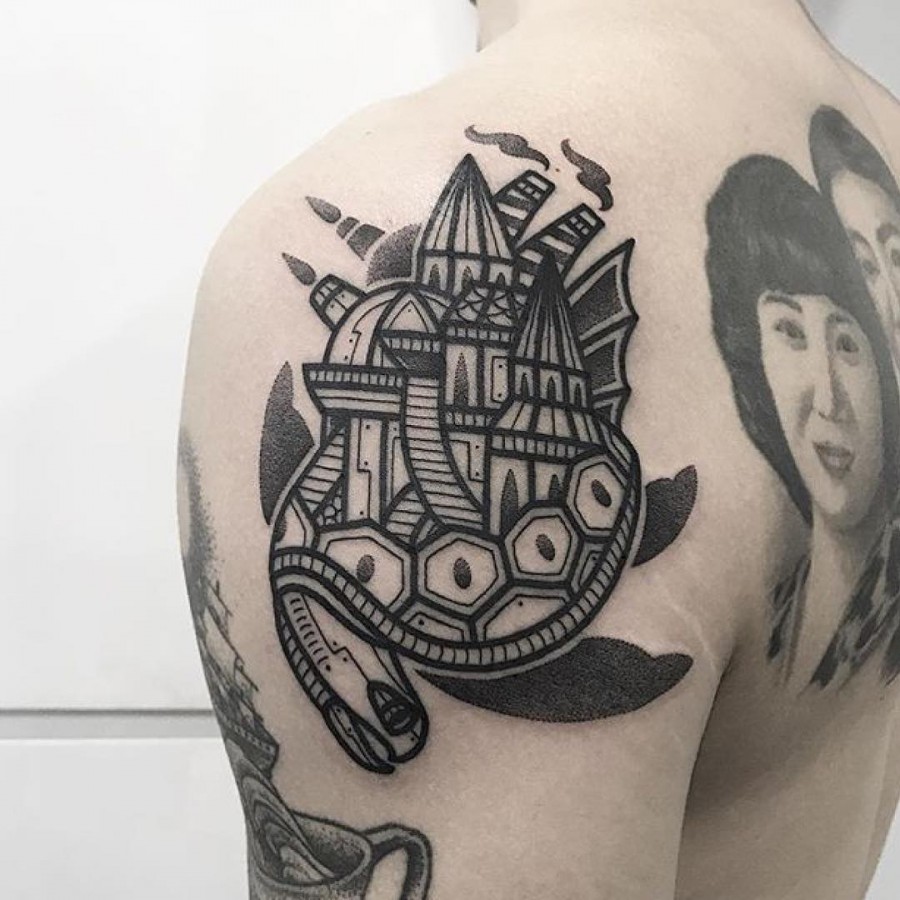 turtle tattoo by hugotattooer