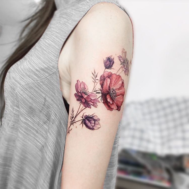 Watercolor Flower Tattoos