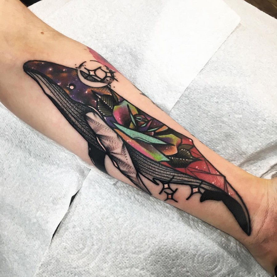 whale tattoo by littleandytattoo