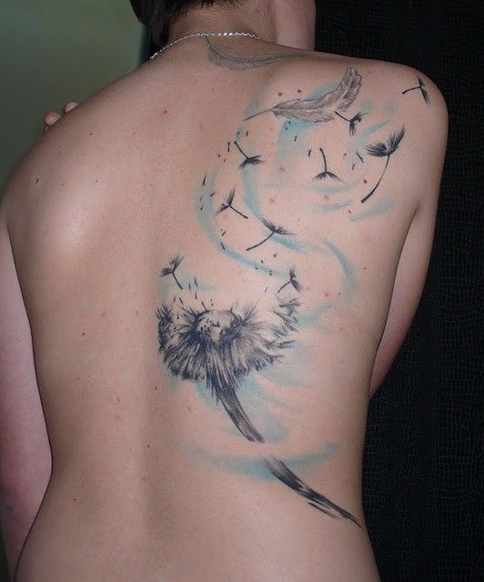 dandelion watercolor tattoo