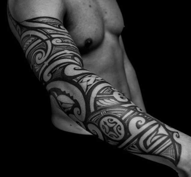 full sleeve tribal tattoo