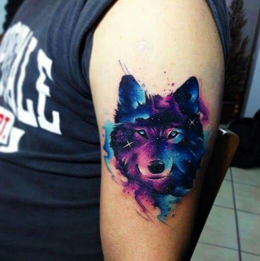 Wolf watercolor tattoo