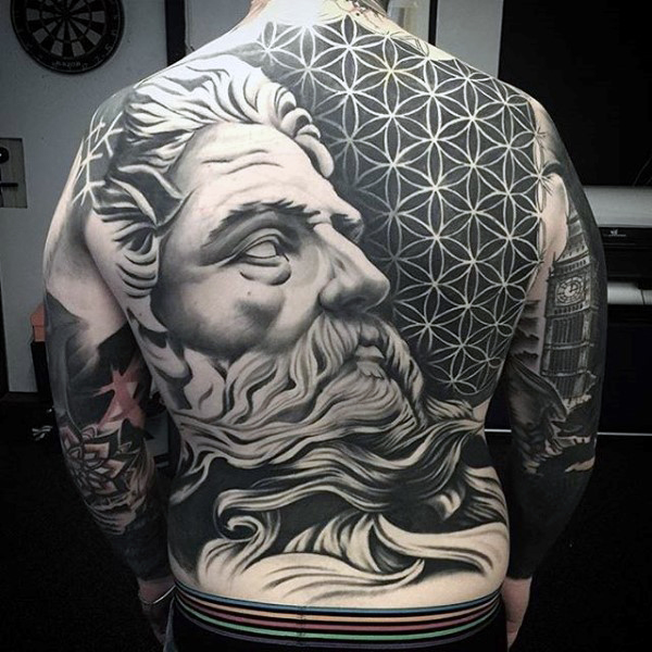 greek god full back tattoos for men