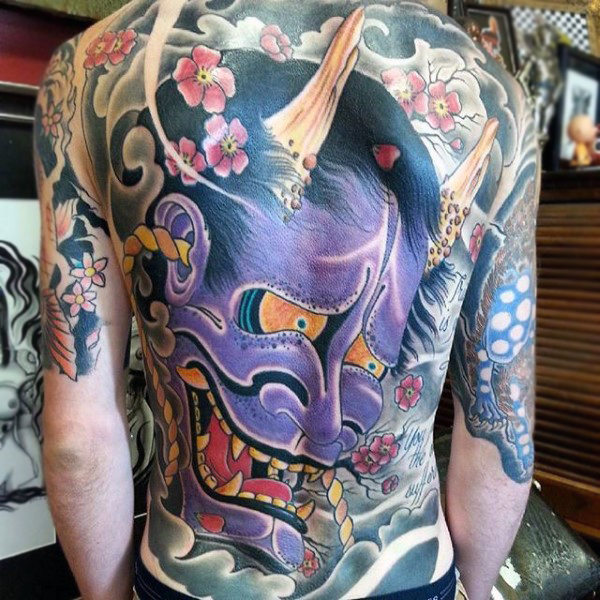 japanese devil full back tattoos for men