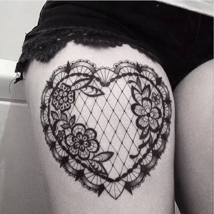 lace heart tattoos for women