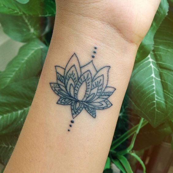 lotus on wrist flower tattoo