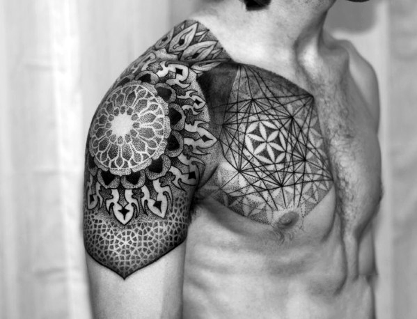 mandala dotwork tattoos for men
