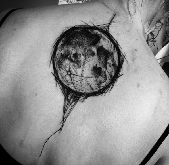 moon back tattoos for women