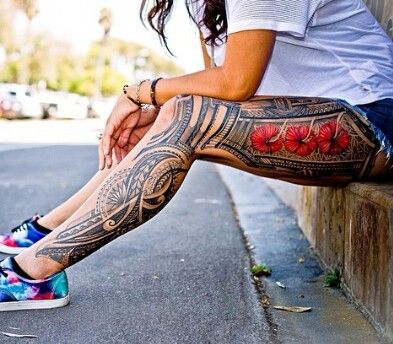 samoan leg tribal tattoo