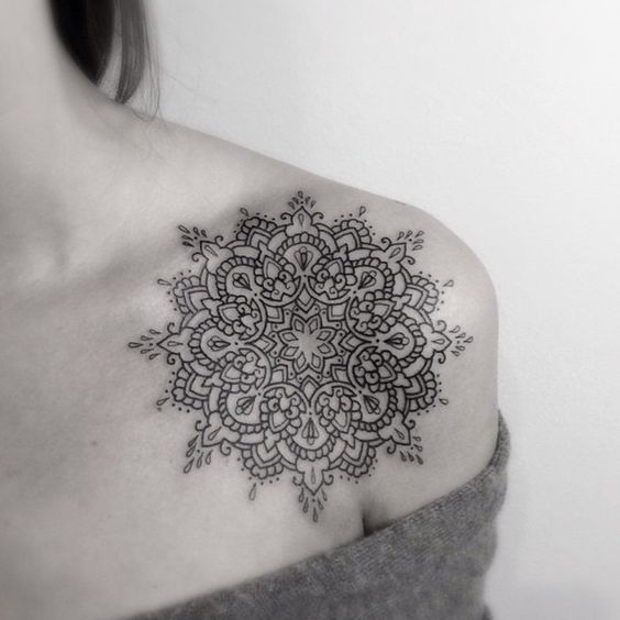 simple shoulder mandala tattoo