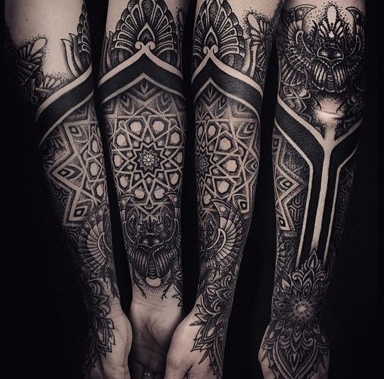 sleeve incorporated mandala tattoo