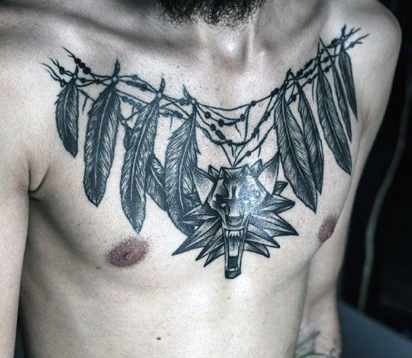 tribal chest tattoos for men