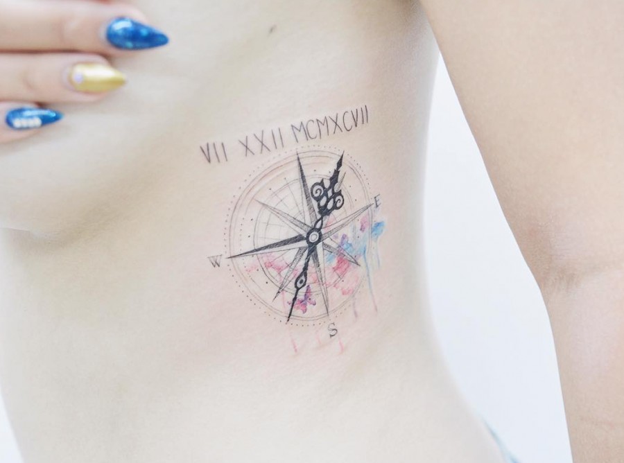 watercolor-compass-tattoo-by-tattooist_banul
