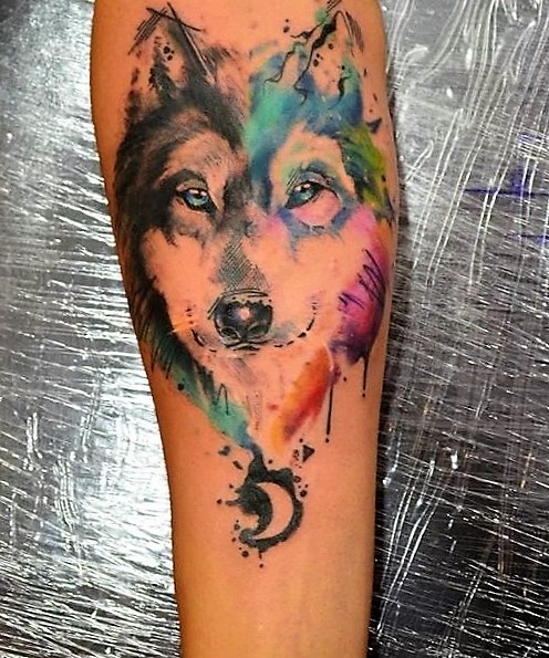 watercolor-wolf-tattoos