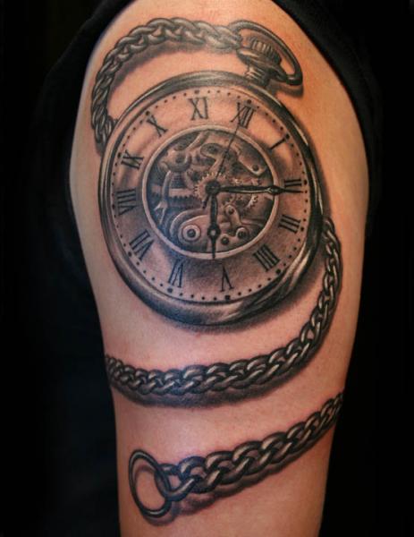 arm men tattoo clock