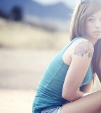 Girl tattoo blue