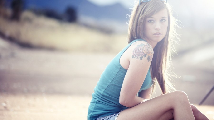 Girl tattoo blue